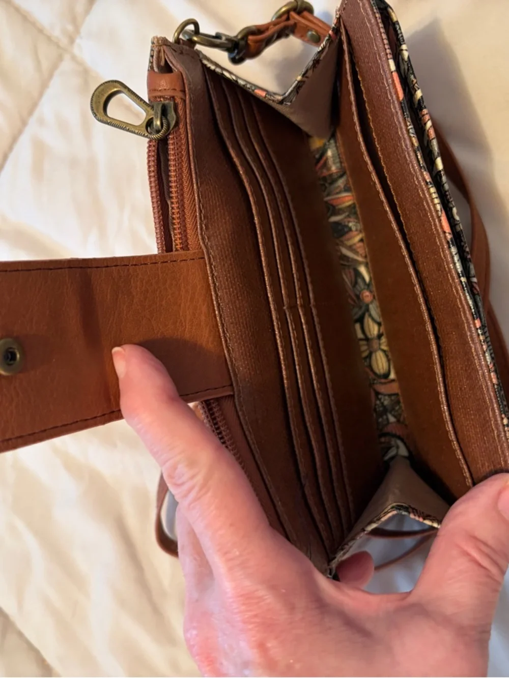 The Sak Floral Crossbody Bag in Brown and Pink - Picture 3 of 3
